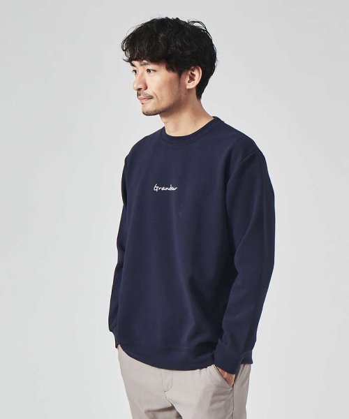 ABAHOUSE(ABAHOUSE)/【Grandeur】シルキーダンボール ロゴ 長袖 Tシャツ/ネイビー