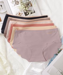 Lace Ladies/【6枚セット】スカラップ シームレス ショーツ レディース 下着 ストレスフリー 響かない 無地 シンプル フェミニン マタニティー アンダーウェア ブラック /505491633