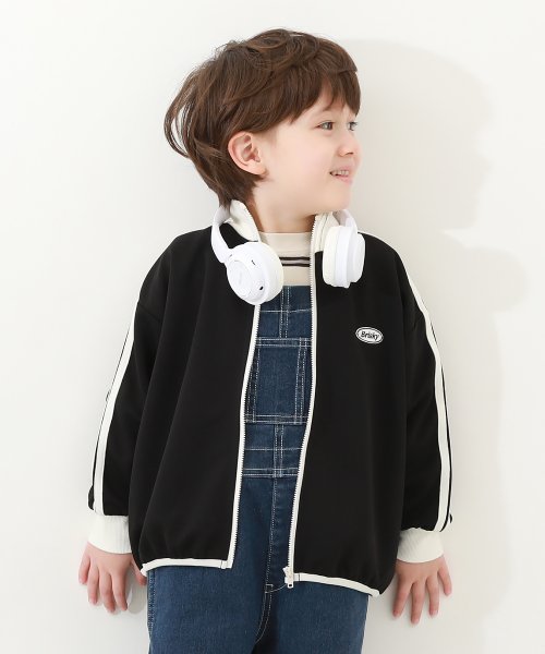 devirock(デビロック)/【セットアップ可能】サイドライン ジップジャケット 子供服 キッズ 男の子 女の子 アウター ジャケット  /ブラック