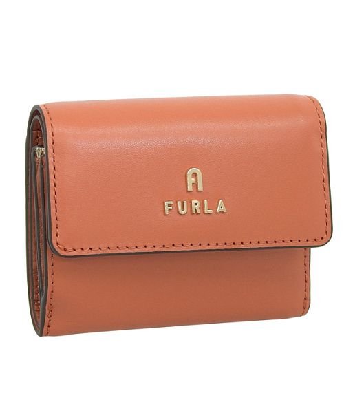 FURLA(フルラ)/FURLA フルラ CAMELIA S COMPACT WALLET カメリア 三つ折り 財布 レザー Sサイズ/オレンジ