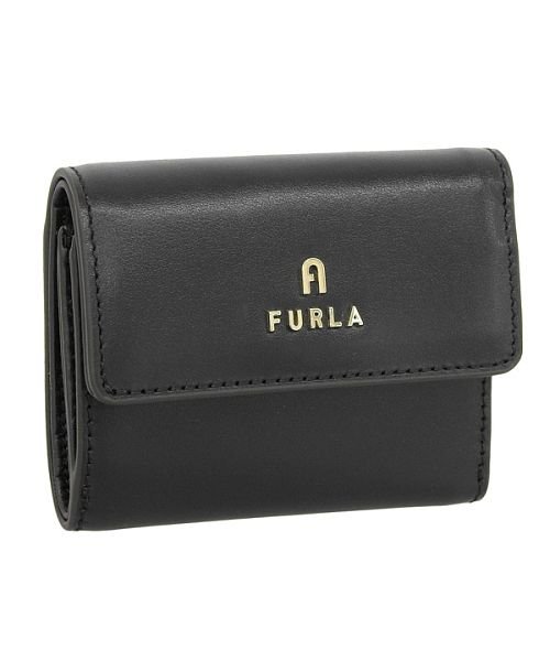FURLA(フルラ)/FURLA フルラ CAMELIA S COMPACT WALLET カメリア 三つ折り 財布 レザー Sサイズ/ブラック