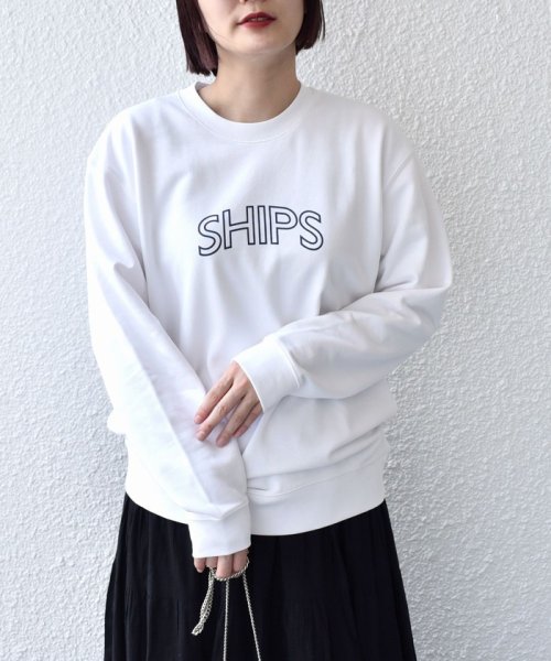 SHIPS WOMEN(シップス　ウィメン)/*〈洗濯機可能〉SHIPS ラウンド ロゴ スウェット ◇/ライトホワイト