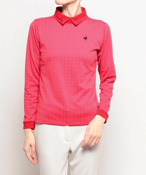 le coq sportif GOLF (ルコックスポルティフ（ゴルフ）)/変形襟ジャガードシャツ【アウトレット】/ピンク