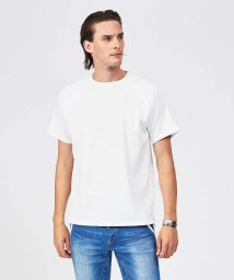 5351POURLESHOMMES(5351POURLESHOMMES)/異素材ラグライン 半袖Tシャツ/ホワイト