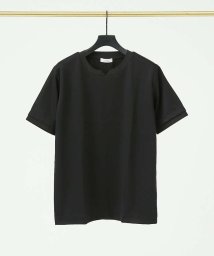 5351POURLESHOMMES(5351POURLESHOMMES)/異素材スリットカラー 半袖Tシャツ/ブラック