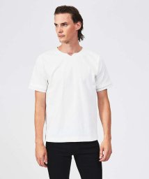 5351POURLESHOMMES(5351POURLESHOMMES)/異素材スリットカラー 半袖Tシャツ/ホワイト
