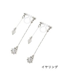 cream dot/ひし形×洗練パヴェのバックキャッチイヤリング/ピアス/505493589