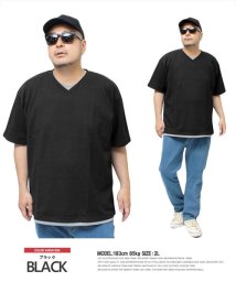 one colors/半袖 Tシャツ メンズ 大きいサイズ Vネック ワッフル 無地 フェイクレイヤード クルーネック カットソー VネックTシャツ 半袖Tシャツ トップス インナー/505495283