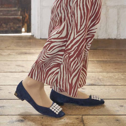 アシンメトリービジューフラットパンプス 