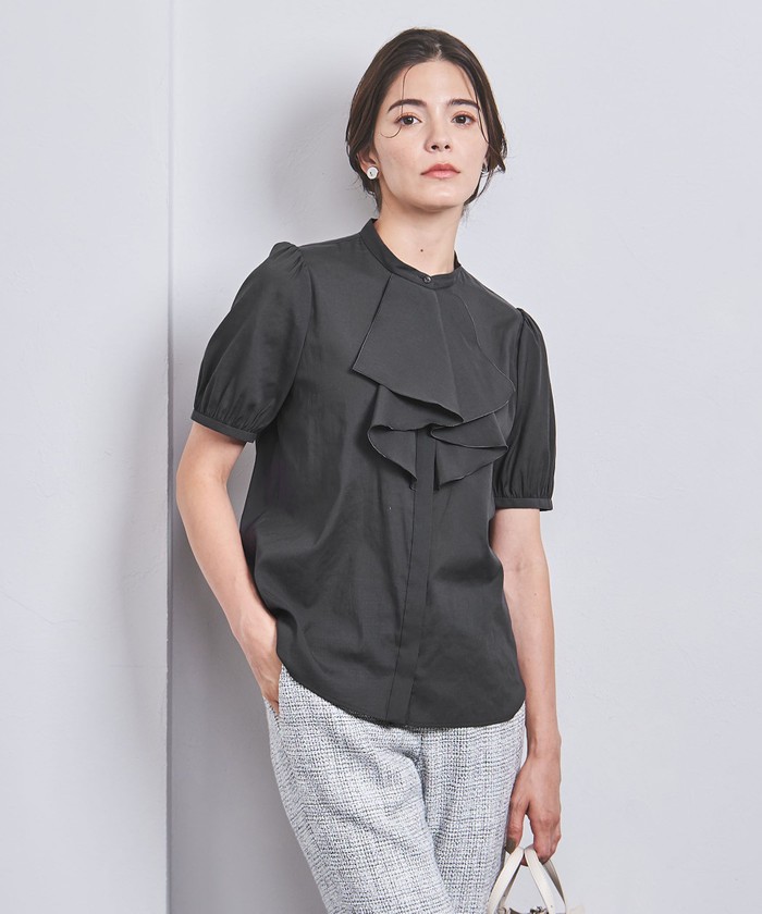 UNITED ARROWS＞P/C ギャザー フレアスリーブ ブラウス W †