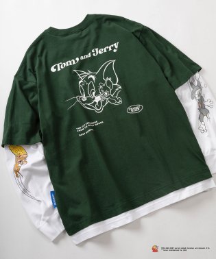 TOM＆JERRY/【TOM＆JERRY/トムとジェリー】ワンポイントロゴ＆バックフェイスプリント レイヤードデザイン ビッグシルエット長袖Tシャツ/ オーバーサイズ/505489484