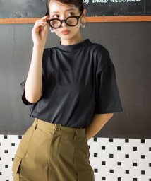 VICKY(ビッキー)/【吸水速乾・UVカット機能付き】さらさら半袖ハイネックTシャツ《手洗い可能》/ブラック