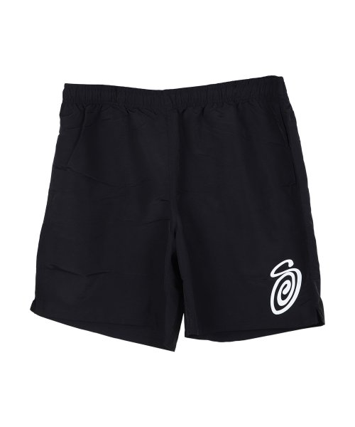 STUSSY(ステューシー)/ステューシー STUSSY ショート パンツ ハーフパンツ メンズ 水陸両用 撥水 大きいサイズ CURLY S WATER SHORT ブラック クリーム ネ/ブラック