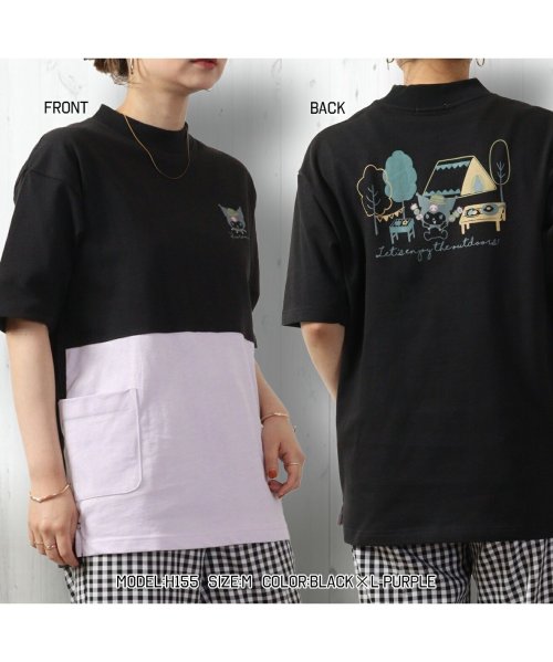 Sanrio characters(サンリオキャラクターズ)/クロミ ビッグシルエット Tシャツ 半袖 ポケット付 B－オフホワイトxLパープル LL/ライトパープル