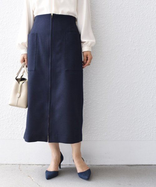 〈手洗い可能〉フロント ジップ サイド ポケット タイト スカート ◇ 