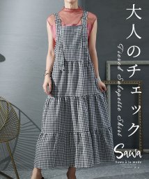 Sawa a la mode/大人のギンガムチェックティアードサロペットスカート/505498548