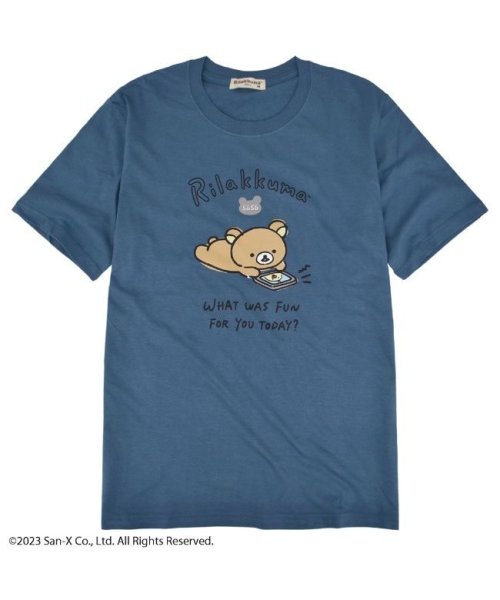 RIRAKKUMA(リラックマ)/リラックマ サンエックス Tシャツ 半袖 トップス プリント San－X/ブルー