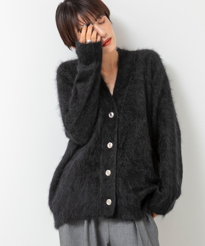 カシミヤファー加工Vネックカーディガン(505498702) | ララージ