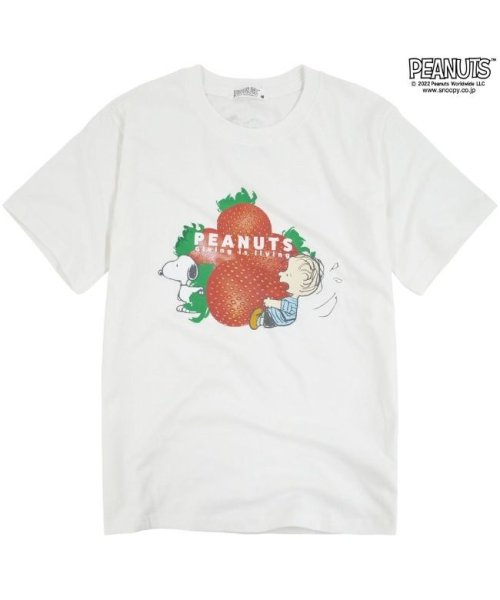  PEANUTS( ピーナッツ)/スヌーピー Tシャツ PEANUT フルーツ 半袖 苺 いちご/オフホワイト