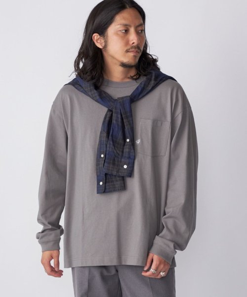 SHIPS MEN(シップス　メン)/*SHIPS:〈汗染み防止加工〉ワンポイント ロゴ ビッグシルエット ヘビーウェイト Tシャツ(ロンT)/グレー