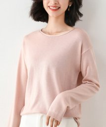 SEU(エスイイユウ)/8色！ネック２タイプ選べるニットトップス プルオーバー ゆったり 体型カバー オフィスカジュアル 韓国ファッション/ピンク