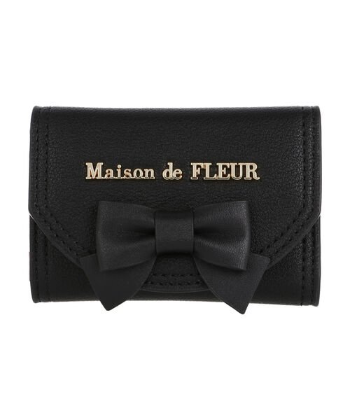 Maison de FLEUR(メゾンドフルール)/バイカラーリボンキーケース/ブラック