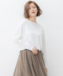 NIJYUSANKU（LARGE SIZE）(２３区（大きいサイズ）)/【SLOW/一部店舗限定】ギザコットンボーダー ボートネックカットソー/オフホワイト