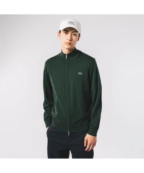 LACOSTE Mens(ラコステ　メンズ)/ウォッシャブルウールジップアップニットセーター/ダークグリーン