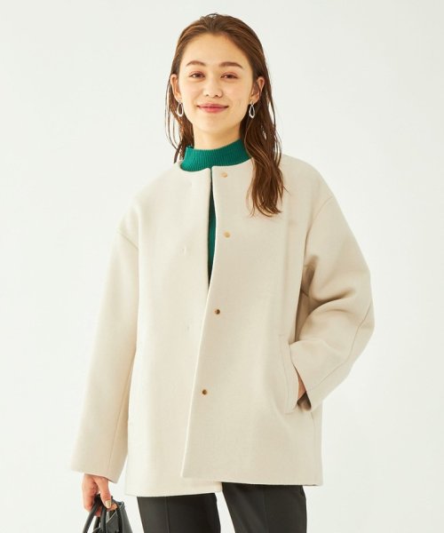 SENTDALE WOOL セントデールウール ノーカラー ミドル コート B80 W58 H86 着用サイズ：M