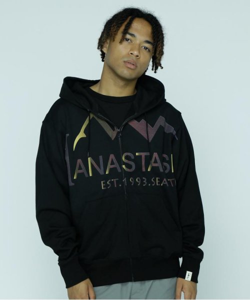 MANASTASH(マナスタッシュ)/MANASTASH/マナスタッシュ/LARGE LOGO FULL ZIP HOODIE/ブラック