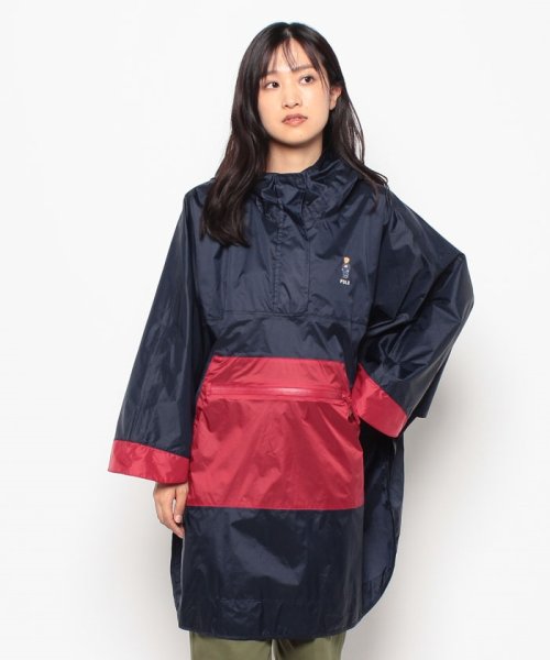 POLO RALPH LAUREN(umbrella)(ポロラルフローレン（傘）)/レインポンチョ　カラーブロック/ネイビーブルー