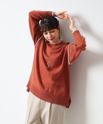 SHOO・LA・RUE　DRESKIP(シューラルー／ドレスキップ)/【洗える/体型カバー】大人カジュアル 配色 モックネックニット/オレンジ（067）