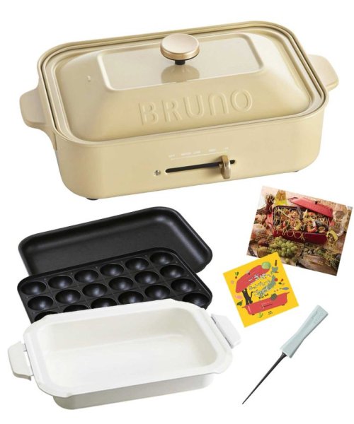 BRUNO(ブルーノ)/コンパクトホットプレート＋セラミックコート鍋＋オリジナルたこ焼きピック/イエロー
