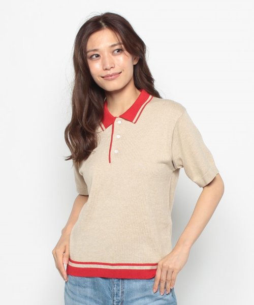 LEVI’S OUTLET(リーバイスアウトレット)/LEVI'S(R) MADE&CRAFTED(R) 半袖ポロニットシャツ ベージュ CREAM RED/ベージュ系