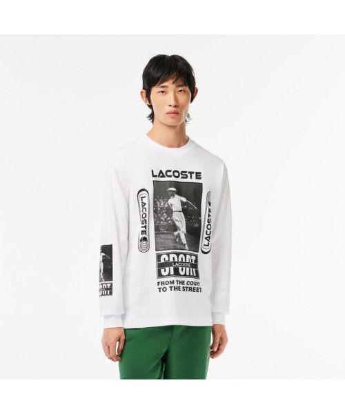 LACOSTE Mens(ラコステ　メンズ)/ルネ・ラコステ マルチプリント長袖Tシャツ/ホワイト