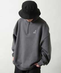 ZIP FIVE(ジップファイブ)/ZIPFIVE×KANGOL 裏起毛ハーフジップスウェット/チャコールグレー