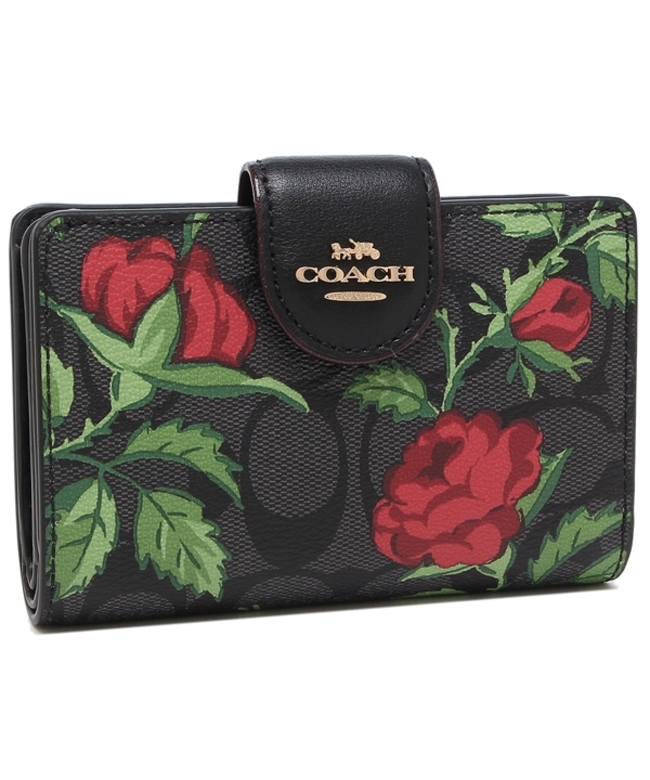 COACH  コーチ 二つ折財布 シグネチャー ブラック