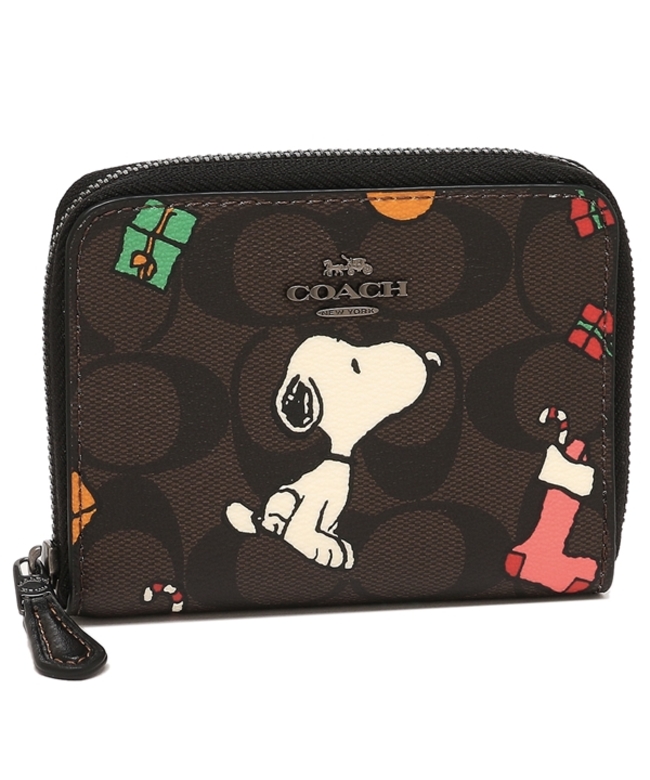 COACH  コーチ 二つ折り財布 シグネチャー  ブラウン × ブラック