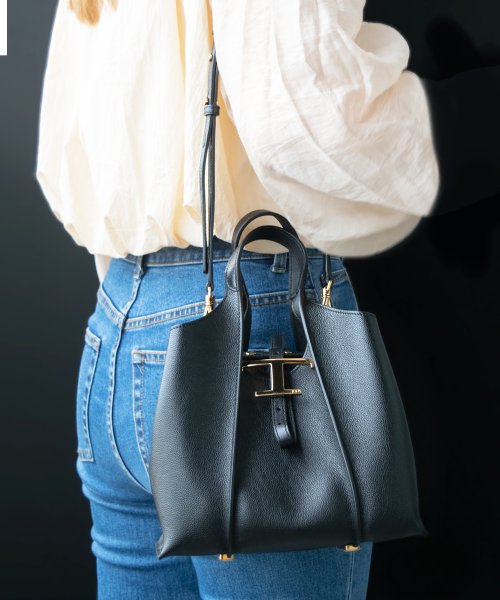 TODS トッズ T タイムレス ミニ ショッピング バッグ ハンド バッグ 斜めがけ ショルダー バッグ 2WAY レザー バッグ