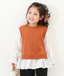 devirock(デビロック)/ベストドッキング風 長袖Tシャツ 子供服 キッズ 女の子 トップス 長袖Tシャツ ロンT 綿100% 吸汗/その他