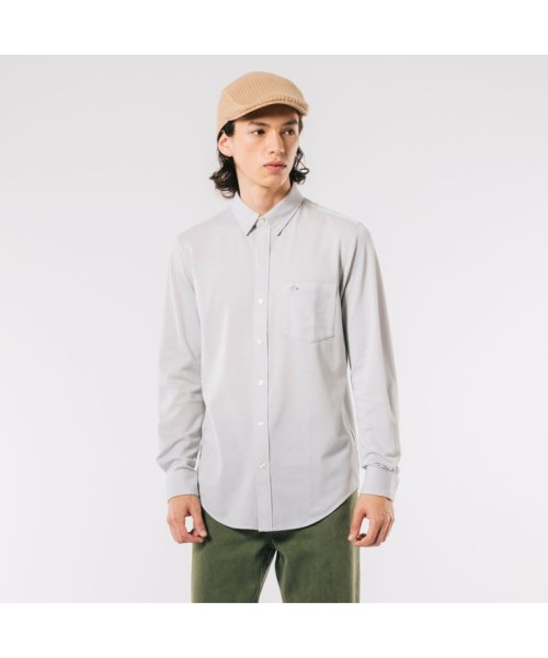 LACOSTE Mens(ラコステ　メンズ)/クールマックスブレンド鹿の子地シャツ/ライトグレー