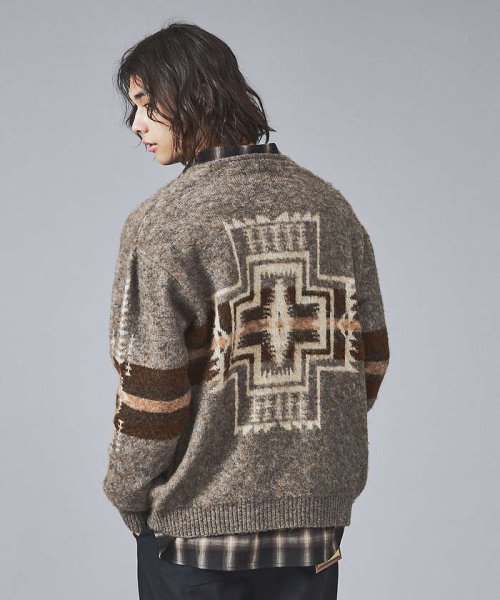 【PENDLETON /ペンドルトン】シャギーニットVカーディガン/ユニセックス モデル：H177 B90 W72 H92 PENDLETON ハーディング ペンドルトン