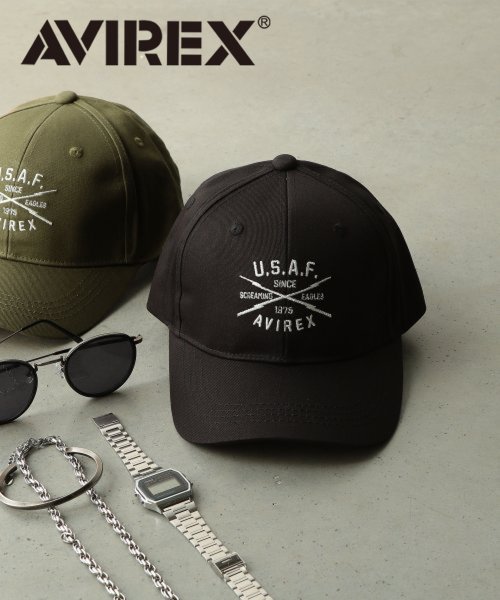 AVIREX(AVIREX)/【AVIREX / アヴィレックス】LOW CAP / 帽子 キャップ ミリタリーテイスト 刺繍ロゴ アメカジ/ﾌﾞﾗｯｸ