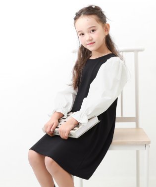 devirock/パフスリーブ 切り替えワンピース 子供服 キッズ 女の子 長袖ワンピース ワンピース フォーマル/505499283