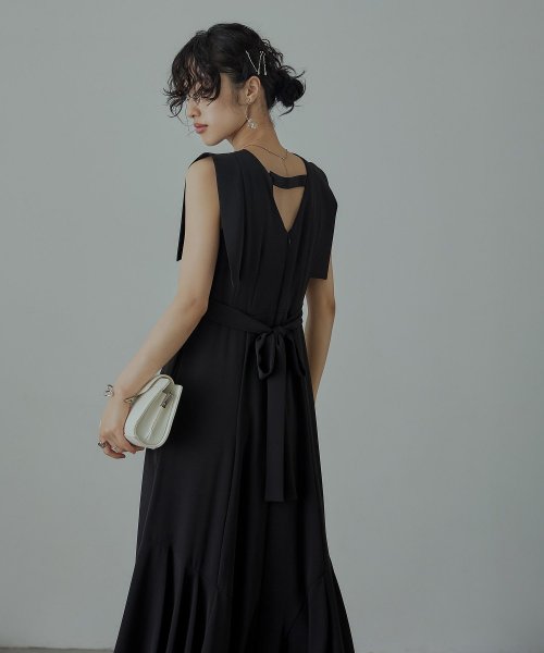 niana ニアナ 結婚式 ワンピース パーティードレス バックオープン バックリボン ロング丈 ノースリーブ オケージョン 1.5次会 春夏 秋冬 二次会 謝 ニアナ 二次会 5cm