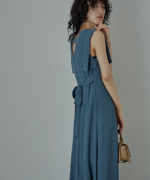 niana ニアナ 結婚式 ワンピース パーティードレス バックオープン バックリボン ロング丈 ノースリーブ オケージョン 1.5次会 春夏 秋冬 二次会 謝 ニアナ 二次会 5cm