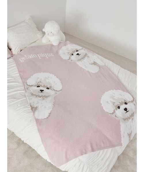 ジェラートピケ Sleep 遠い DOGプリント毛布 トイプードル 