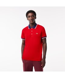 LACOSTE Mens(ラコステ　メンズ)/配色ボーダーリブニット鹿の子地ポロシャツ/レッド