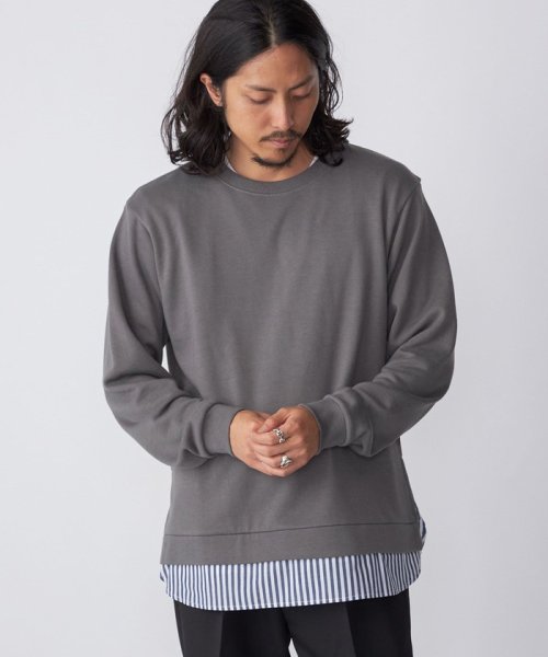 SHIPS MEN(シップス　メン)/*SHIPS: シャツ レイヤード クルーネック スウェット/グレー