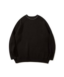 aimoha(aimoha（アイモハ）)/aimoha men 刺繍ステッチワイドバルーンスリーブ セーター/ブラック